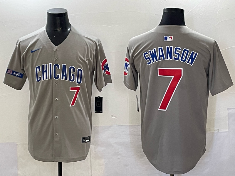 Men Chicago Cubs #7 Swanson grey Nike MLB 2025 jersey 006